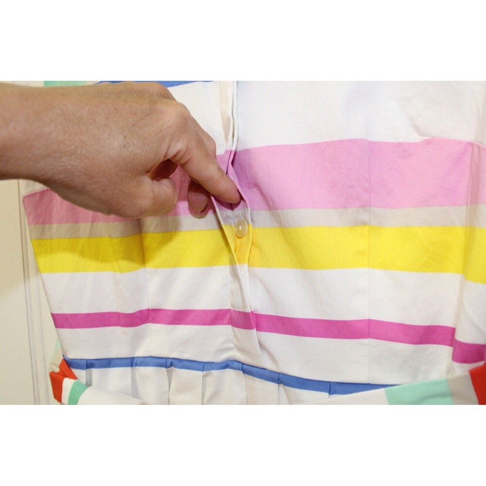 Kate Spade New York Multi Color Pleated Stripe Shirt Dress Preppy Size 6 $398 - Picture 8 of 11